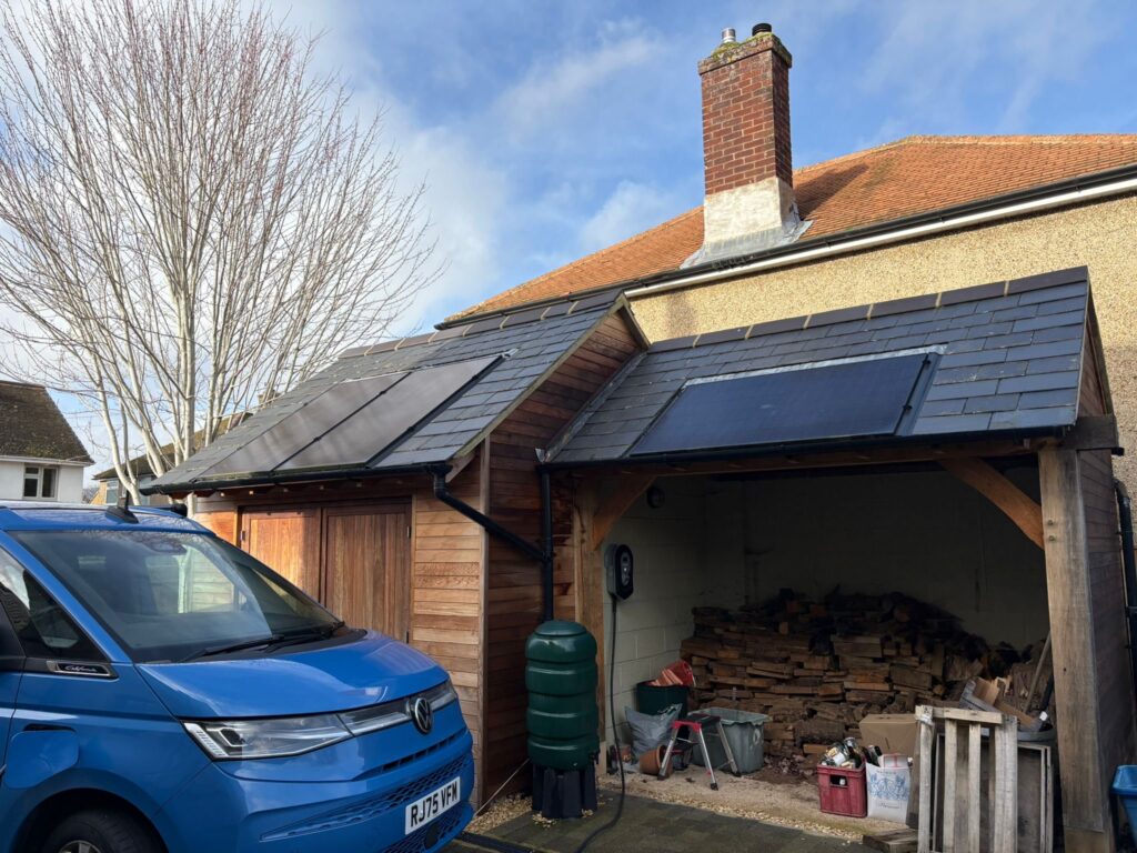 Solar panels installation on garage roof Oxford